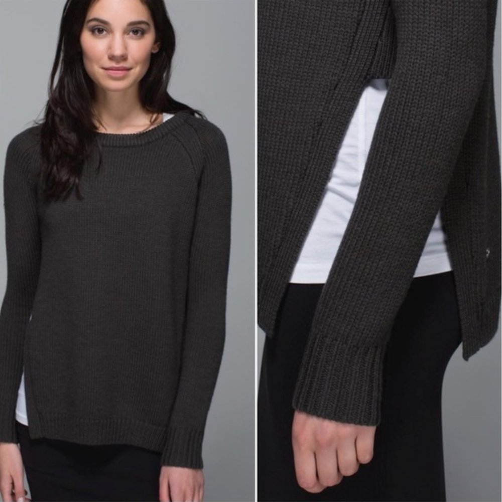 Lululemon Yin To You Knit Sweater Black Side Slits
